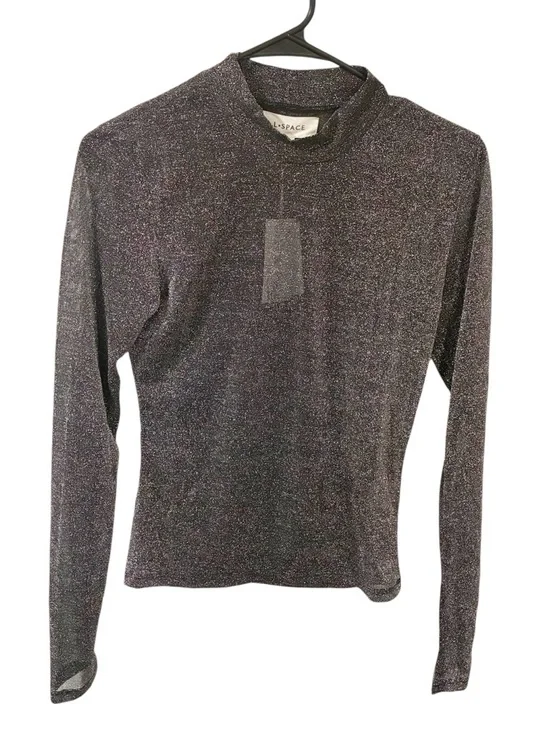 L*Space Shimmer Long Sleeve Black Sheer Size Medium NEW - Picture 2 of 6